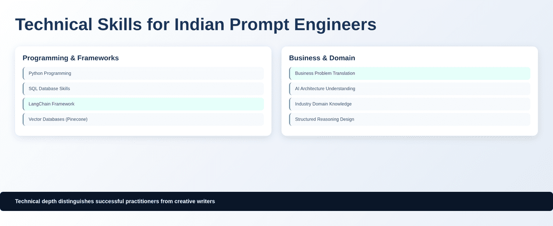 Technical skills required for prompt engineering roles in India