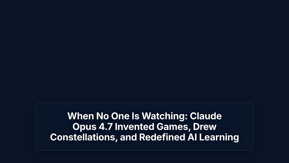When No One Is Watching: Claude Opus 4.7 Invented Games, Drew Constellations, and Redefined AI Learning — The Prompt Mind