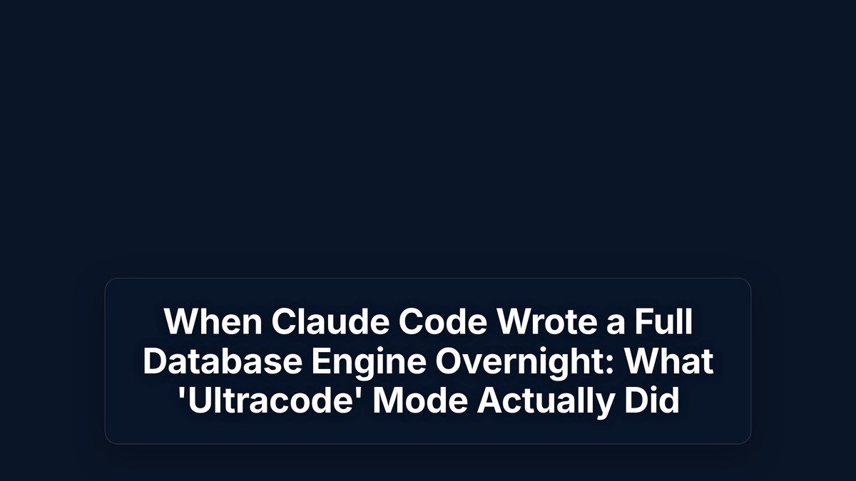 When Claude Code Wrote a Full Database Engine Overnight: What 'Ultracode' Mode Actually Did — The Prompt Mind