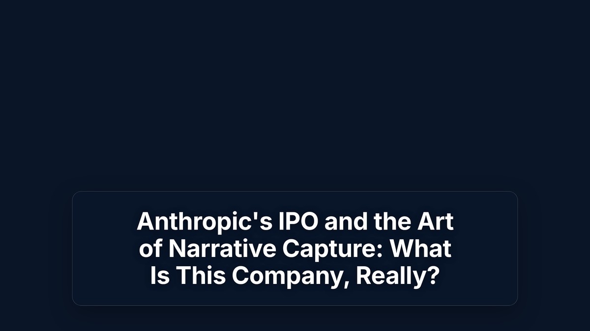 Anthropic's IPO and the Art of Narrative Capture: What Is This Company, Really? — The Prompt Mind