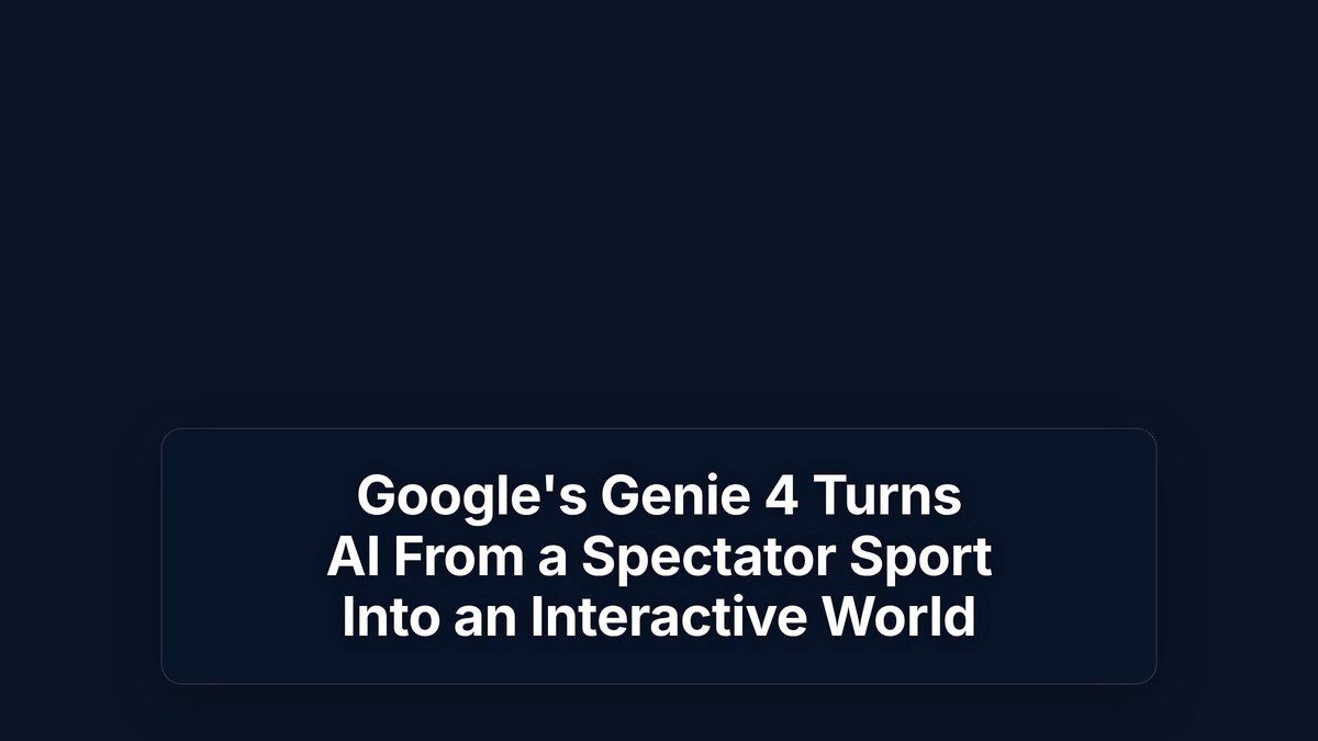 Google's Genie 4 Turns AI From a Spectator Sport Into an Interactive World — The Prompt Mind
