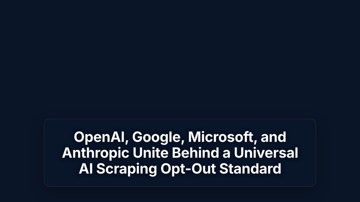 OpenAI, Google, Microsoft, and Anthropic Unite Behind a Universal AI Scraping Opt-Out Standard — The Prompt Mind